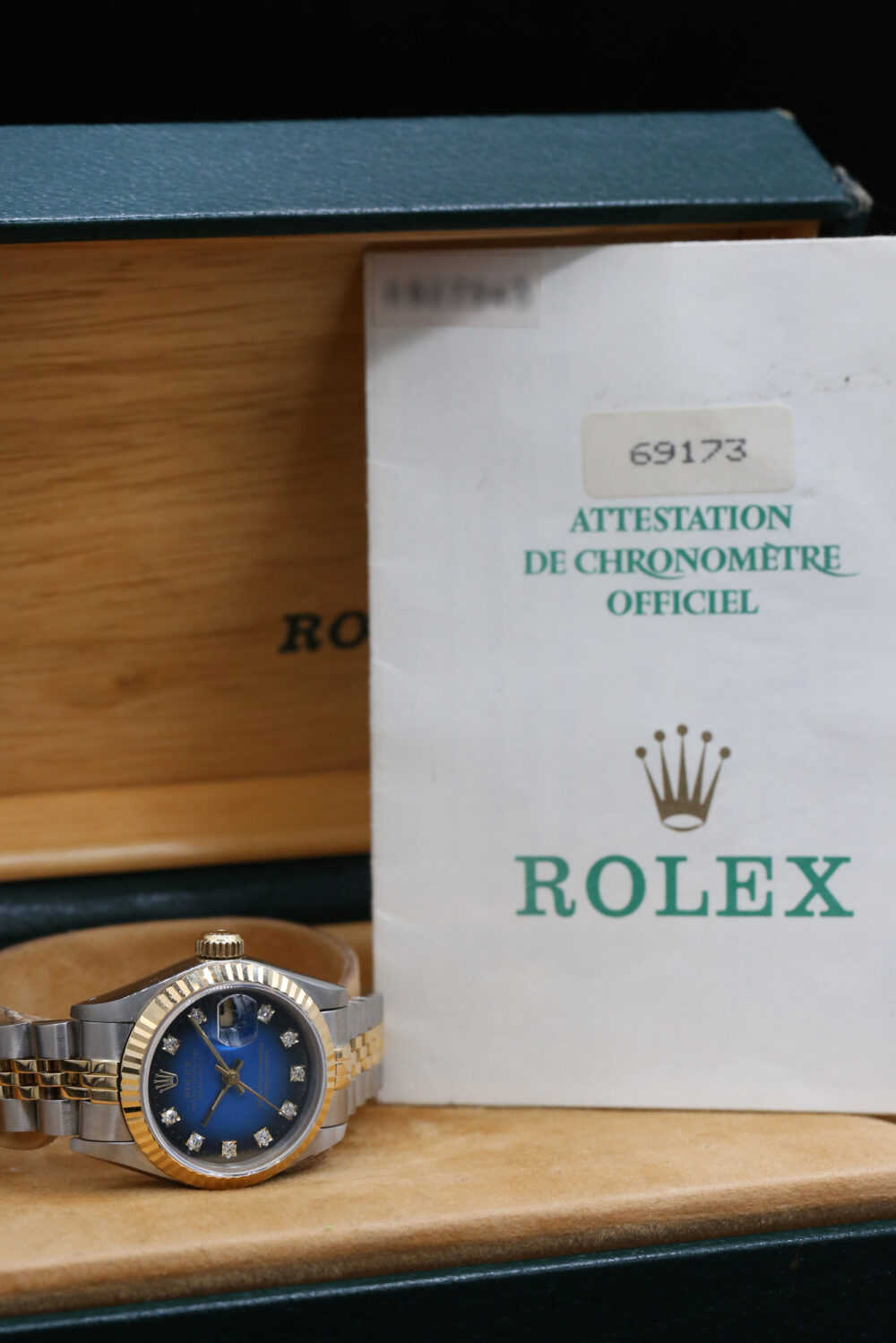 Rolex 69173 Blue Vignette Diamond DATEJUST 26mm 1992 - Image 4